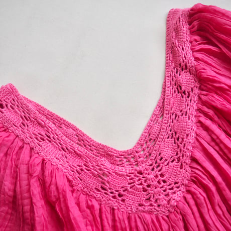 vintage pleated gather midi dress