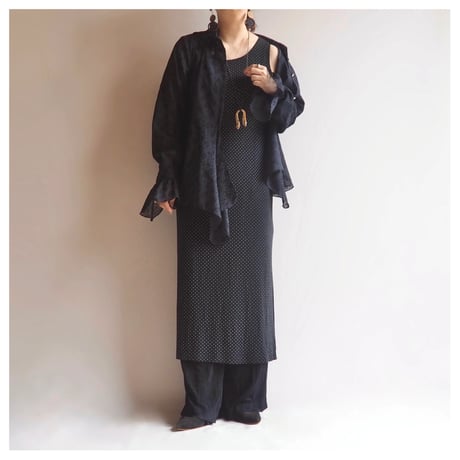 90s "Ronni Nicole" elastic dot sleeveless midi dress