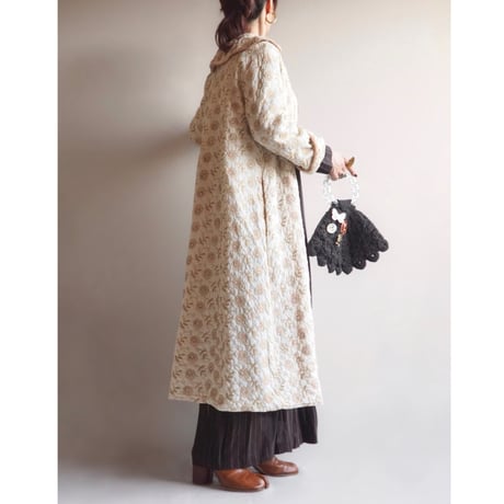 50〜60s "Lyn Delle" floral embroidered quilt coat