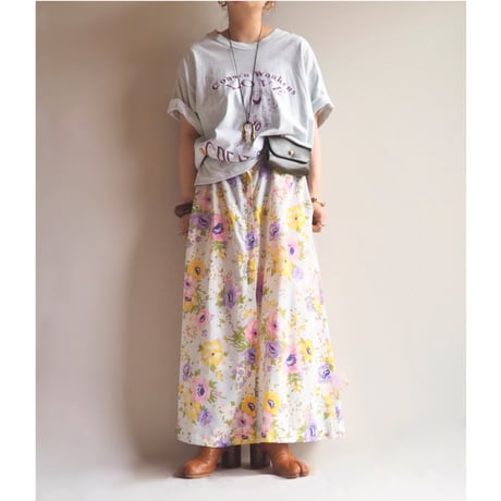 70〜80s floral easy maxi skirt