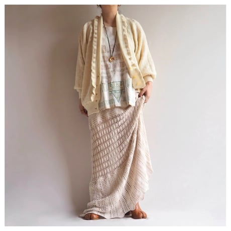 vintage balloon sleeve ruffle cardigan
