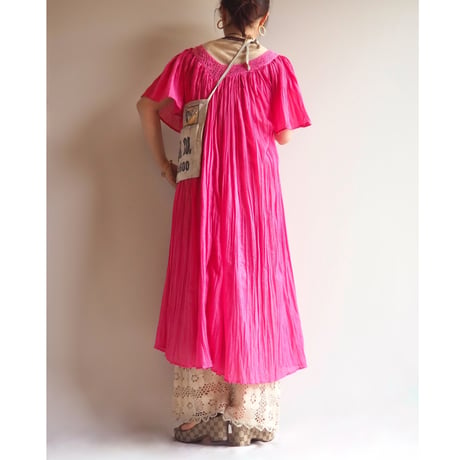 vintage pleated gather midi dress
