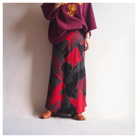 "inco" abstract flare maxi skirt