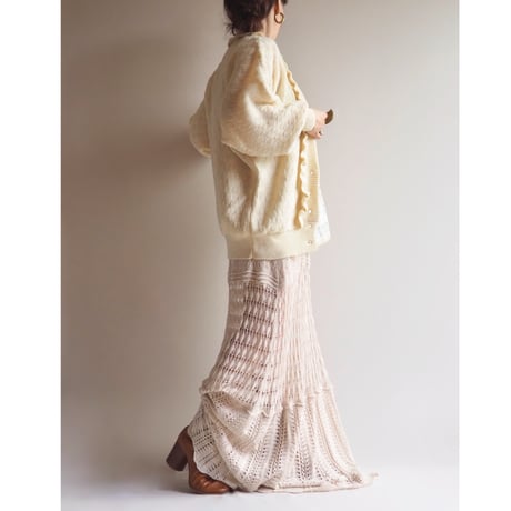 vintage balloon sleeve ruffle cardigan