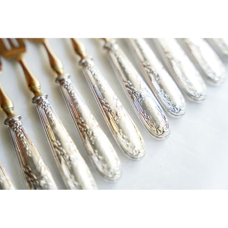 フランスアンティーク デザートフォーク  Stéphane Prud’homme ステファン・プリュドム 12本 Sterling Silver 純銀950 ミネルヴァ プルミエ カトラリー