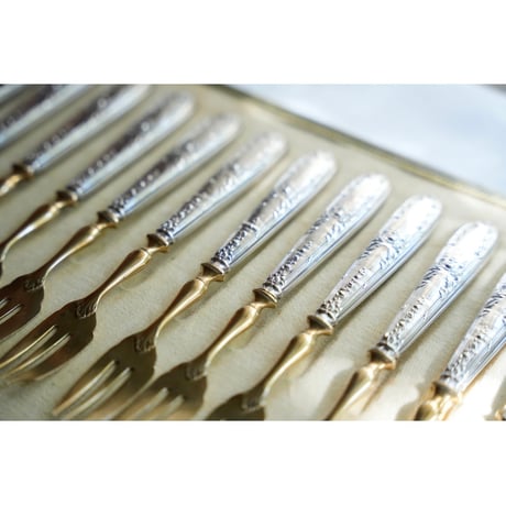 フランスアンティーク デザートフォーク  Stéphane Prud’homme ステファン・プリュドム 12本 Sterling Silver 純銀950 ミネルヴァ プルミエ カトラリー