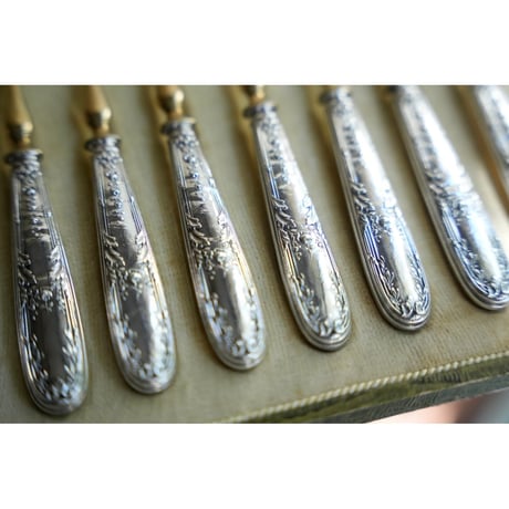 フランスアンティーク デザートフォーク  Stéphane Prud’homme ステファン・プリュドム 12本 Sterling Silver 純銀950 ミネルヴァ プルミエ カトラリー