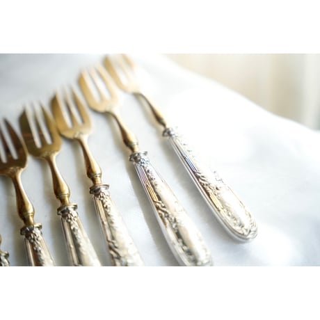 フランスアンティーク デザートフォーク  Stéphane Prud’homme ステファン・プリュドム 12本 Sterling Silver 純銀950 ミネルヴァ プルミエ カトラリー