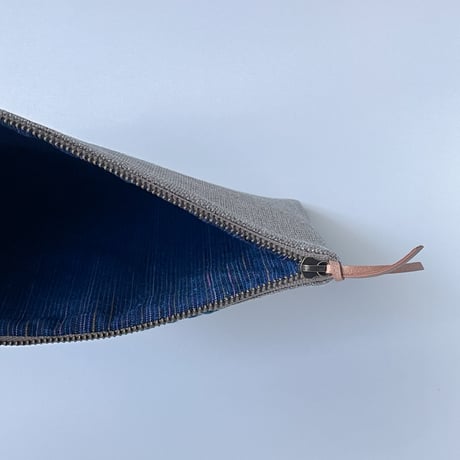【南部菱刺し】フラットポーチ （L）｜藍染め