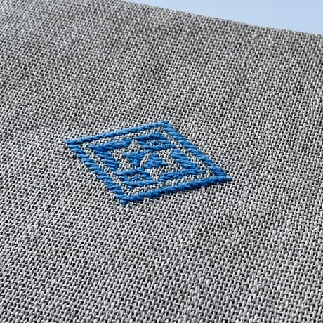 【南部菱刺し】フラットポーチ （L）｜藍染め