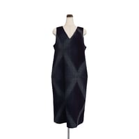 suzusan Wool Glen Check V-Neck Jumper Dress