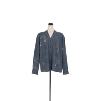 suzusan  Dual Layered Wool Linen Cotton Jersey Cardigan