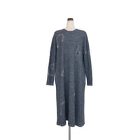 suzusan Dual Layered Wool Linen Cotton Jersey Long Sleeve Dress