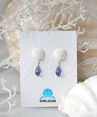 海のしずくシェルピアス / タンザナイトパープル　SHELOOMオリジナル
