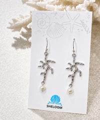 サンゴモチーフ＆パールピアス / シルバー　SHELOOMオリジナル
