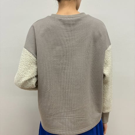 裏毛×ボアスリーブプルオーバー