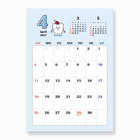 2027年カレンダー〈1～6月〉タテ型