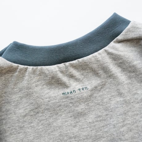 ringer longsleeve T(organic cotton)[BT11-0413a] gray x blue/ mounten(マウンテン)