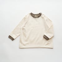 ringer longsleeve T(organic cotton)[BT11-0413a] ecru x khaki/ mounten(マウンテン)