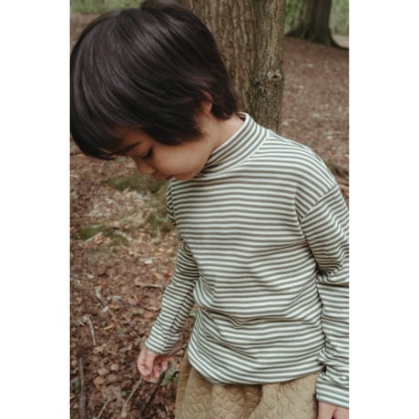 タートルネックT Fern Stripes Turtle Neck Top(19FSTNT)/organiczoo(ｵｰｶﾞﾆｯｸｽﾞｰ)