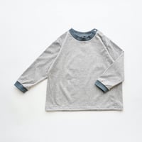 ringer longsleeve T(organic cotton)[BT11-0413a] gray x blue/ mounten(マウンテン)