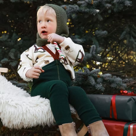 Footless Collection_Dark Forest Green Christmas Patterned/SILLY Silas(シリーサイラス)