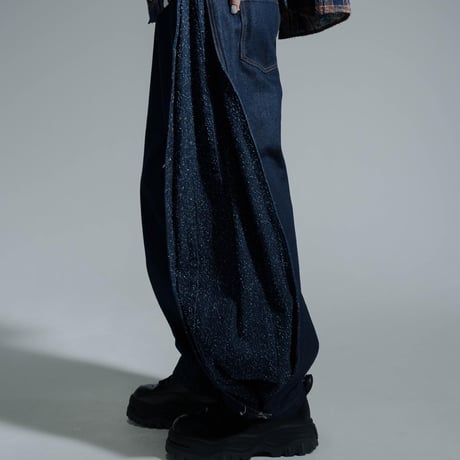 Hem Hook Denim Pants - ネイビー