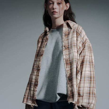 Frayed Check Shirts - ベージュ