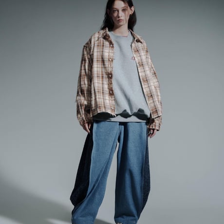 Frayed Check Shirts - ベージュ