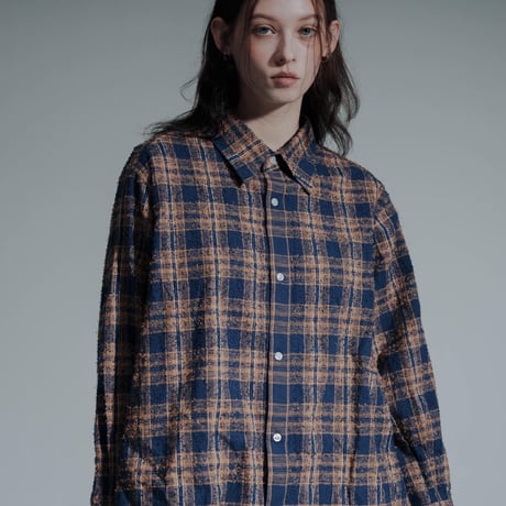 Frayed Check Shirts - オレンジ