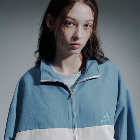 Bicolor Faux Nubuck Blouson - ブルー×アイボリー