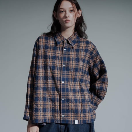 Frayed Check Shirts - オレンジ