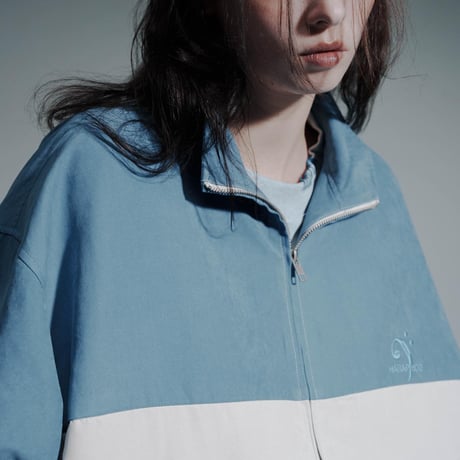 Bicolor Faux Nubuck Blouson - ブルー×アイボリー