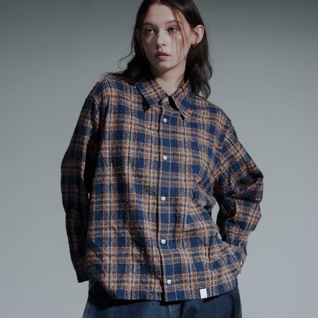 Frayed Check Shirts - オレンジ