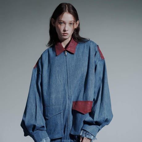 Faux Nubuck Collar Denim Blouson