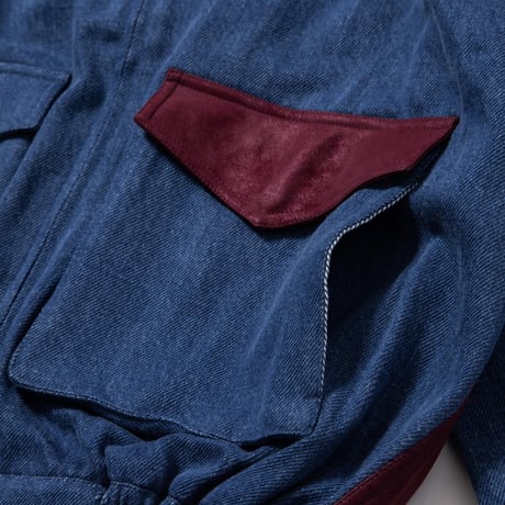 Faux Nubuck Collar Denim Blouson