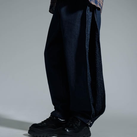 Hem Hook Denim Pants - ネイビー