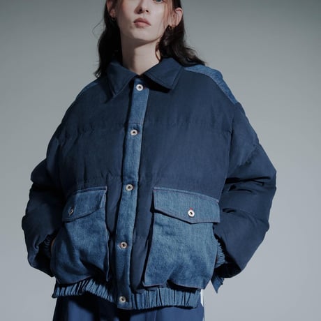 Faux Nubuck Down Jacket - ブルー
