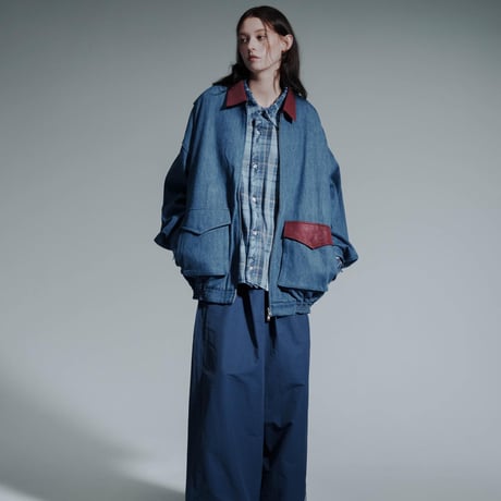 Faux Nubuck Collar Denim Blouson