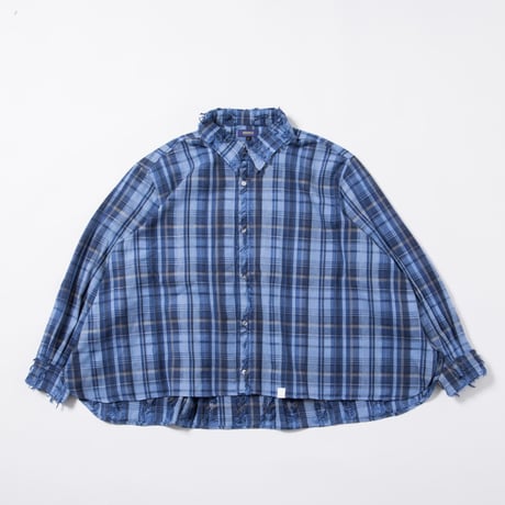 Frayed Check Shirts - ブルー