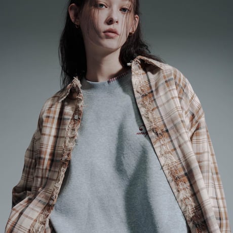 Frayed Check Shirts - ベージュ