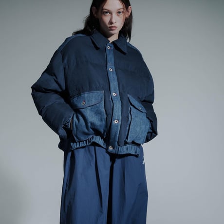 Faux Nubuck Down Jacket - ブルー