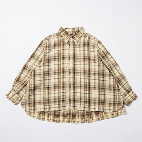 Frayed Check Shirts - ベージュ