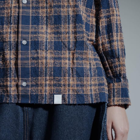 Frayed Check Shirts - オレンジ