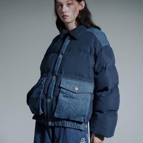 Faux Nubuck Down Jacket - ブルー