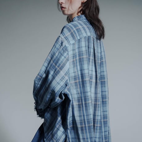 Frayed Check Shirts - ブルー