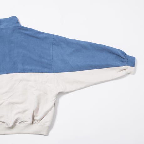 Bicolor Faux Nubuck Blouson - ブルー×アイボリー