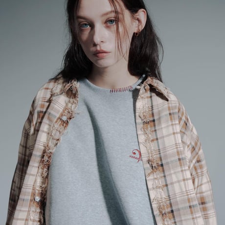 Frayed Check Shirts - ベージュ