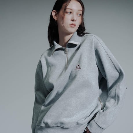 Essential Logo Half Zip Sweat - グレー