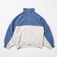 Bicolor Faux Nubuck Blouson - ブルー×アイボリー
